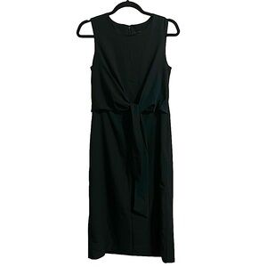Ann Taylor Dark Green Sleeveless Tie Front Midi Dress Size 0